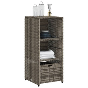 Grauer Gartenschrank Poly Rattan 50x55x115cm