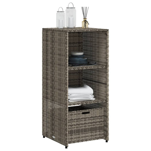 Grauer Gartenschrank Poly Rattan 50x55x115cm