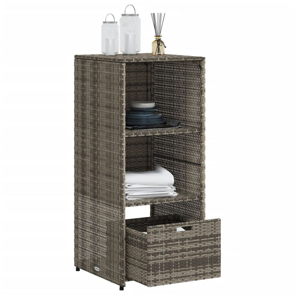 Grauer Gartenschrank Poly Rattan 50x55x115cm