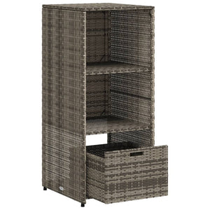 Grauer Gartenschrank Poly Rattan 50x55x115cm