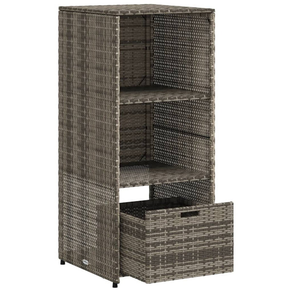 Grauer Gartenschrank Poly Rattan 50x55x115cm