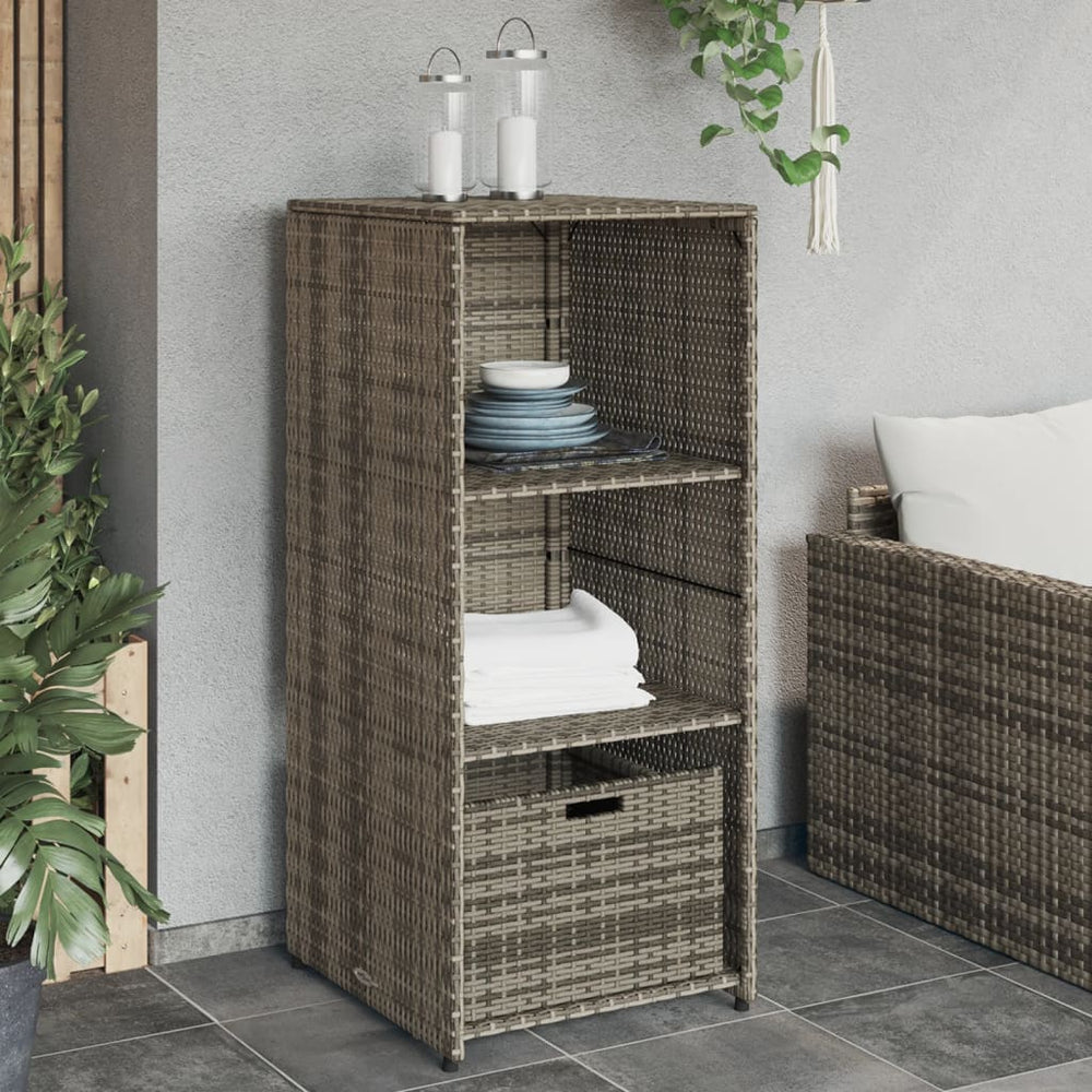 Grauer Gartenschrank Poly Rattan 50x55x115cm