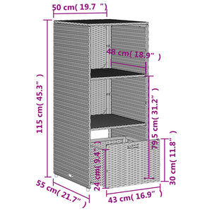Gartenschrank Beige Poly Rattan 50x55x115cm