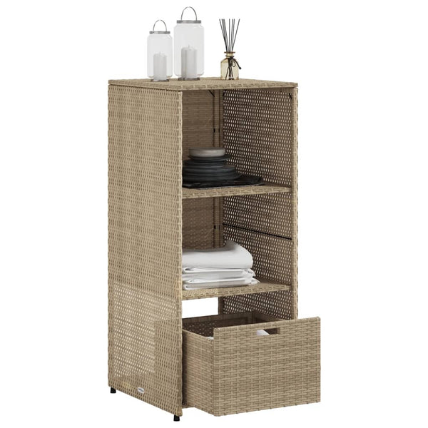 Gartenschrank Beige Poly Rattan 50x55x115cm