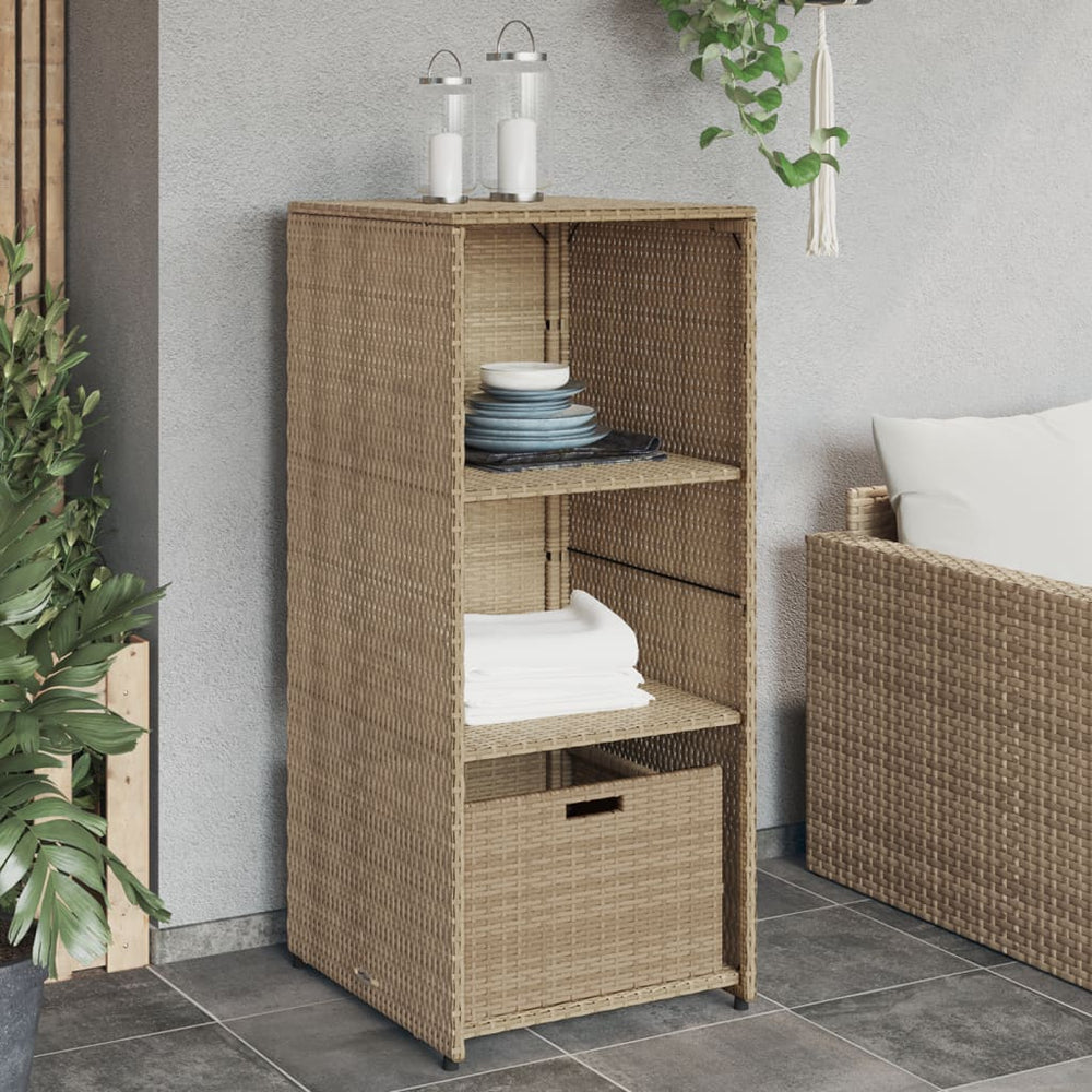 Gartenschrank Beige Poly Rattan 50x55x115cm