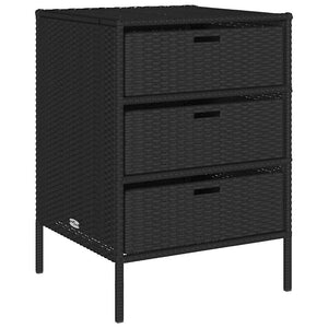 Gartenschrank Schwarz Poly Rattan 55x59x80cm