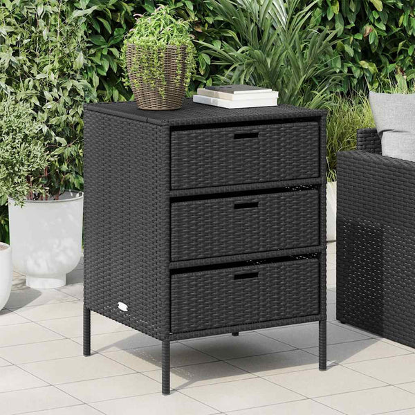 Gartenschrank Schwarz Poly Rattan 55x59x80cm