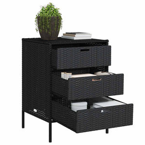 Gartenschrank Schwarz Poly Rattan 55x59x80cm