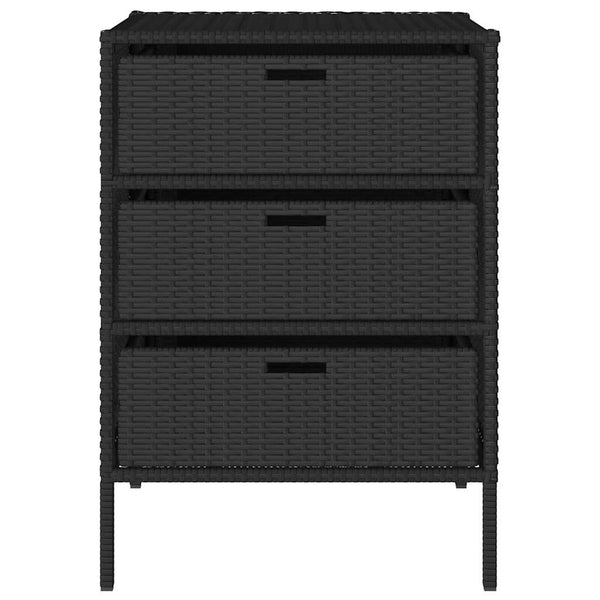 Gartenschrank Schwarz Poly Rattan 55x59x80cm