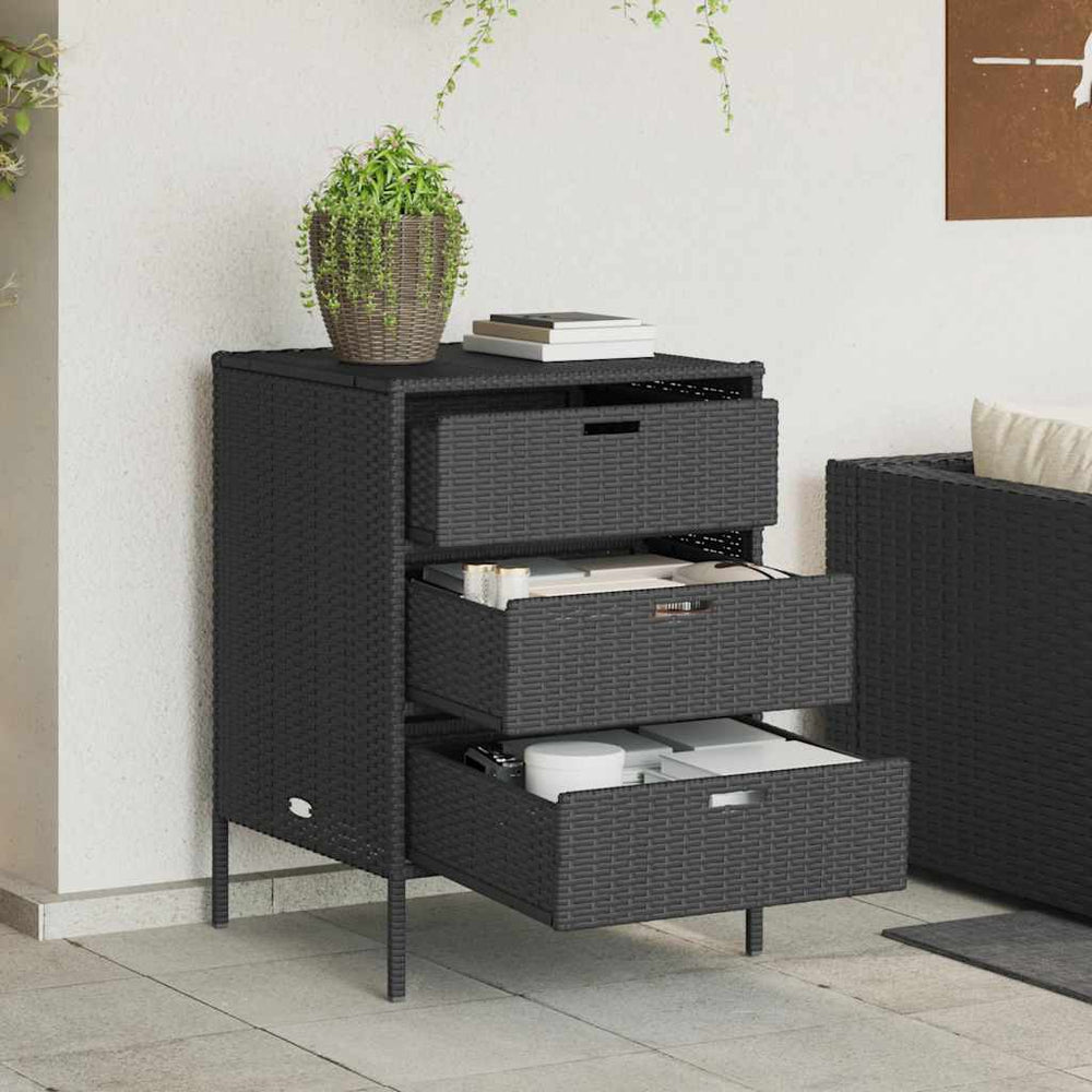 Gartenschrank Schwarz Poly Rattan 55x59x80cm