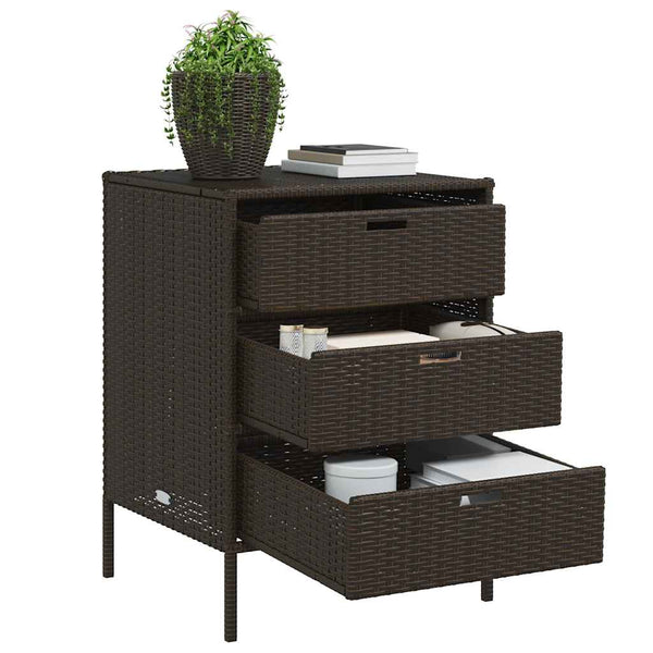 Gartenschrank Braun Poly Rattan 55x59x80cm