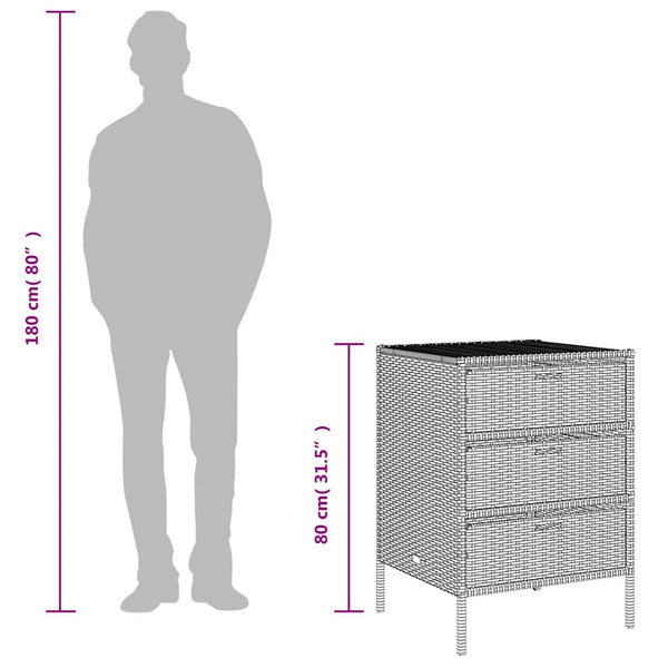 Gartenschrank Braun Poly Rattan 55x59x80cm