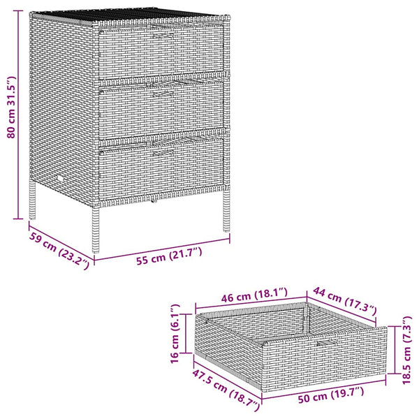 Gartenschrank Braun Poly Rattan 55x59x80cm