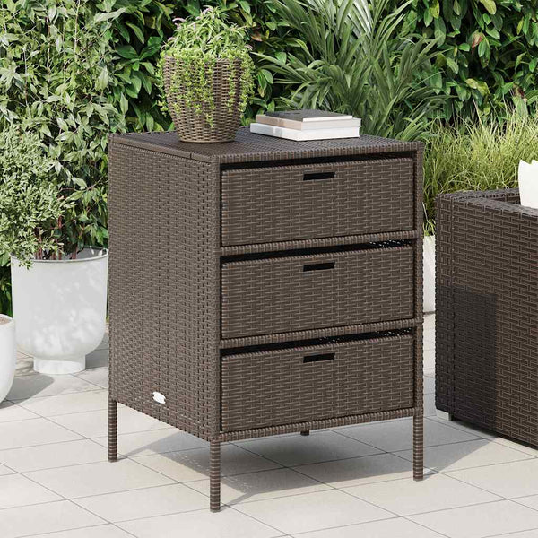 Gartenschrank Braun Poly Rattan 55x59x80cm