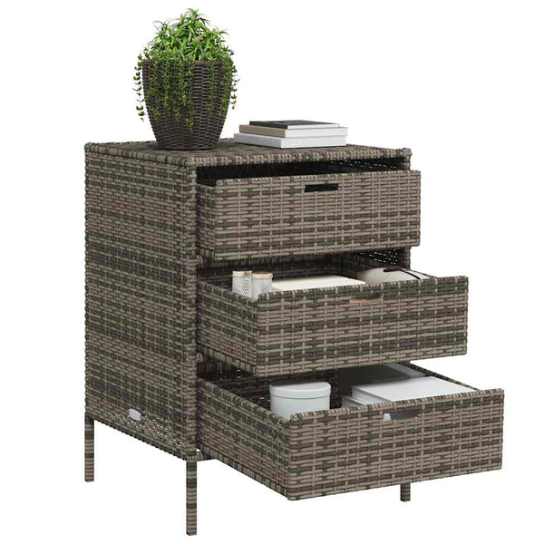 Gartenschrank Grau Poly Rattan 55x59x80cm