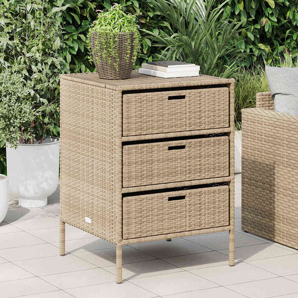 Beiger Gartenschrank Poly Rattan 55x59x80cm