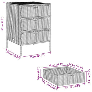 Beiger Gartenschrank Poly Rattan 55x59x80cm