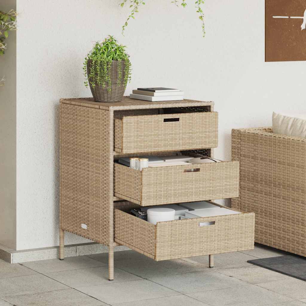 Beiger Gartenschrank Poly Rattan 55x59x80cm