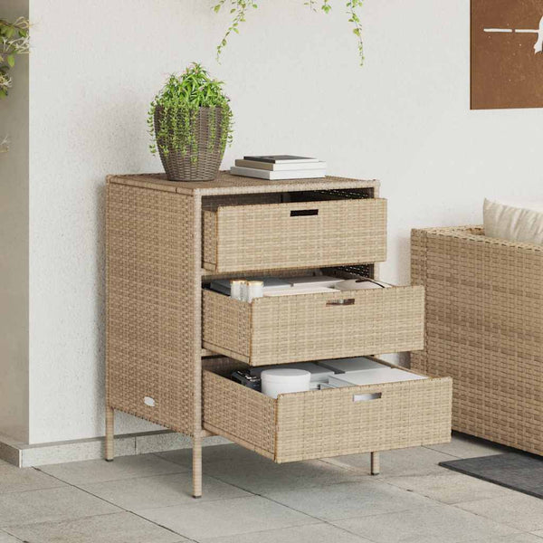 Beiger Gartenschrank Poly Rattan 55x59x80cm