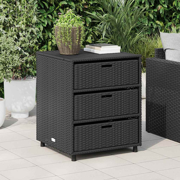Gartenschrank Schwarz Poly Rattan 55x59x69cm