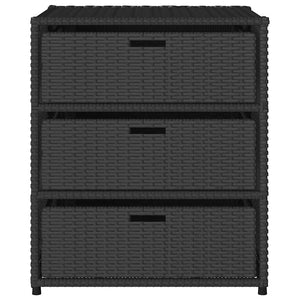 Gartenschrank Schwarz Poly Rattan 55x59x69cm