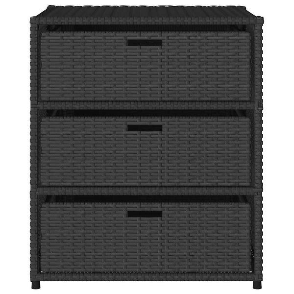 Gartenschrank Schwarz Poly Rattan 55x59x69cm