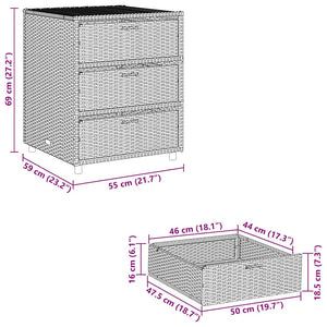 Gartenschrank Schwarz Poly Rattan 55x59x69cm