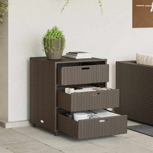 Gartenschrank Braun Poly Rattan 55x59x69cm