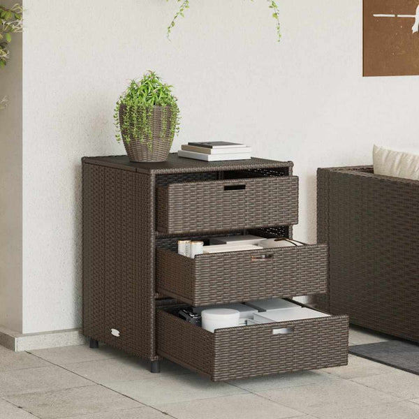 Gartenschrank Braun Poly Rattan 55x59x69cm