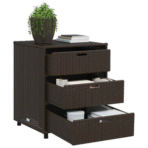 Gartenschrank Braun Poly Rattan 55x59x69cm