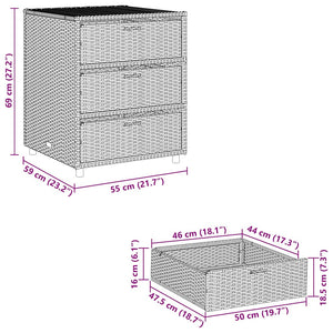 Gartenschrank Braun Poly Rattan 55x59x69cm
