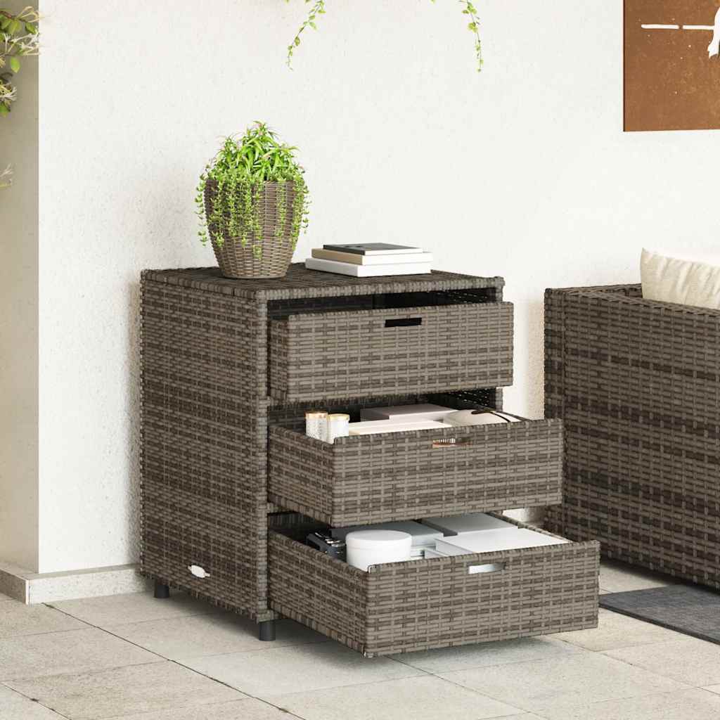Gartenschrank Grau Poly Rattan 55x59x69cm