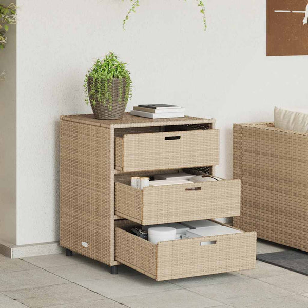 Gartenschrank Beige Poly Rattan 55x59x69cm