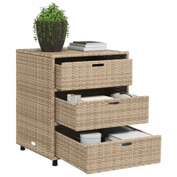 Gartenschrank Beige Poly Rattan 55x59x69cm