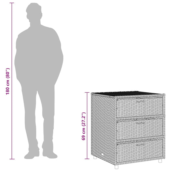 Gartenschrank Beige Poly Rattan 55x59x69cm
