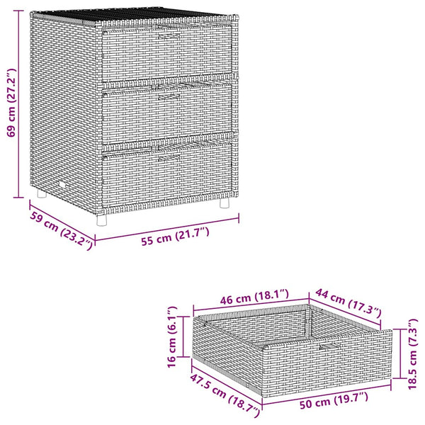 Gartenschrank Beige Poly Rattan 55x59x69cm