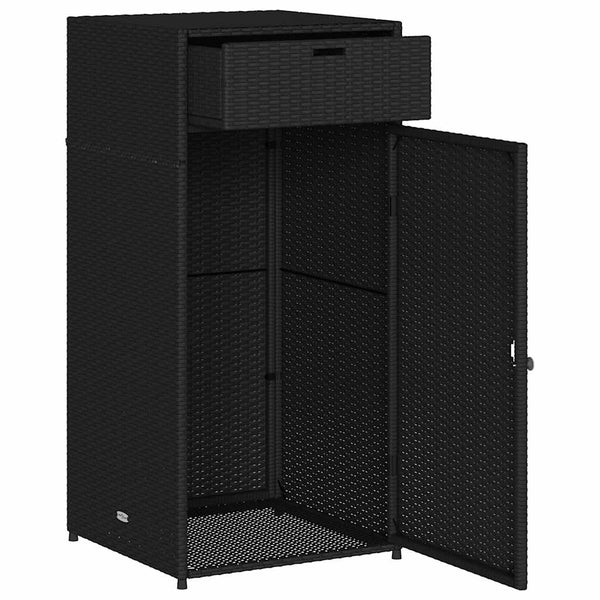 Gartenschrank Schwarz Poly Rattan 55x111cm