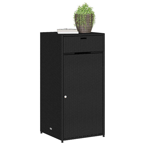Gartenschrank Schwarz Poly Rattan 55x111cm