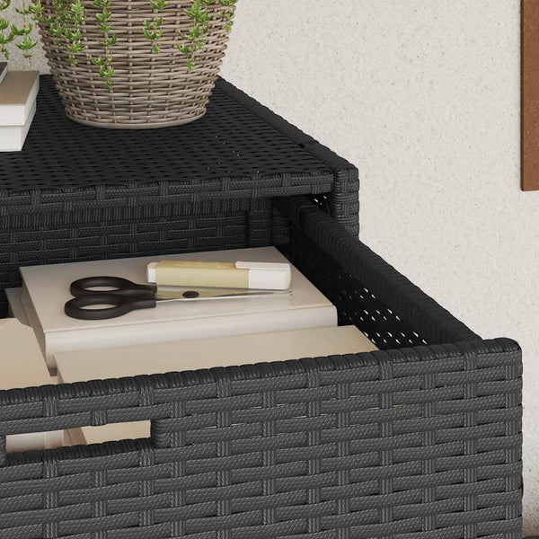 Gartenschrank Schwarz Poly Rattan 55x111cm