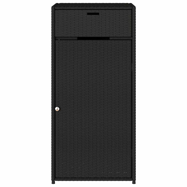 Gartenschrank Schwarz Poly Rattan 55x111cm