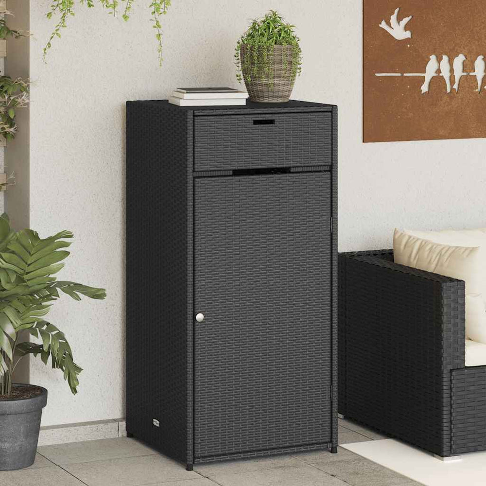 Gartenschrank Schwarz Poly Rattan 55x111cm