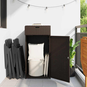 Gartenschrank Braun Poly Rattan 55x111 cm