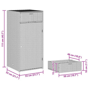 Gartenschrank Braun Poly Rattan 55x111 cm
