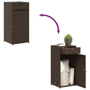 Gartenschrank Braun Poly Rattan 55x111 cm