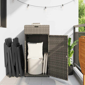 Gartenschrank Grau Poly Rattan 55x111cm