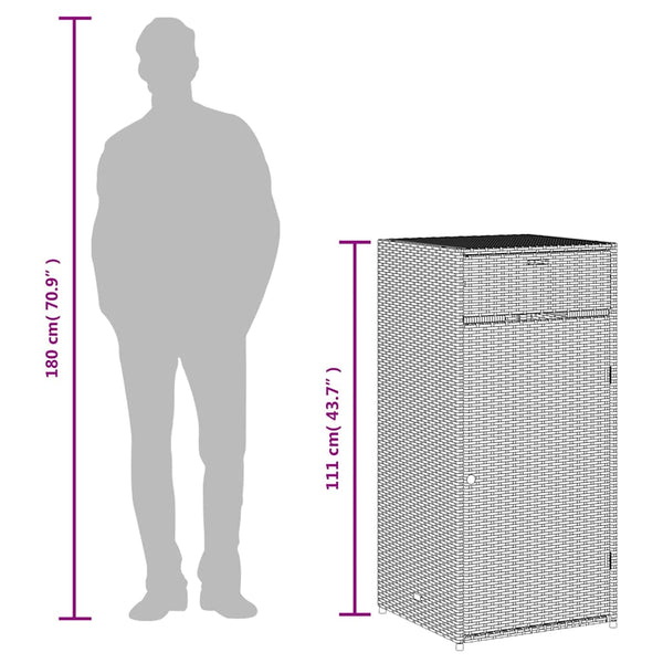 Gartenschrank Grau Poly Rattan 55x111cm