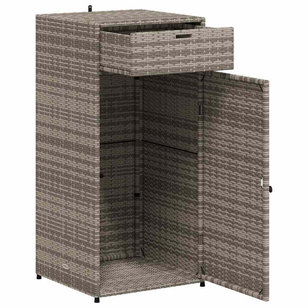 Gartenschrank Grau Poly Rattan 55x111cm