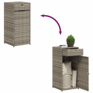Gartenschrank Grau Poly Rattan 55x111cm