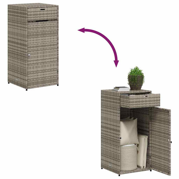 Gartenschrank Grau Poly Rattan 55x111cm