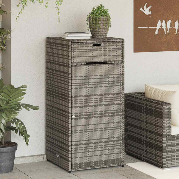 Gartenschrank Grau Poly Rattan 55x111cm
